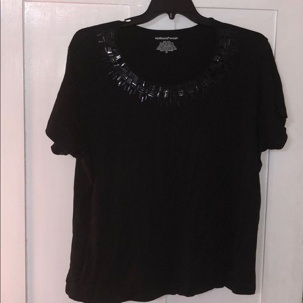 Black Scoop Neck with Beading!!